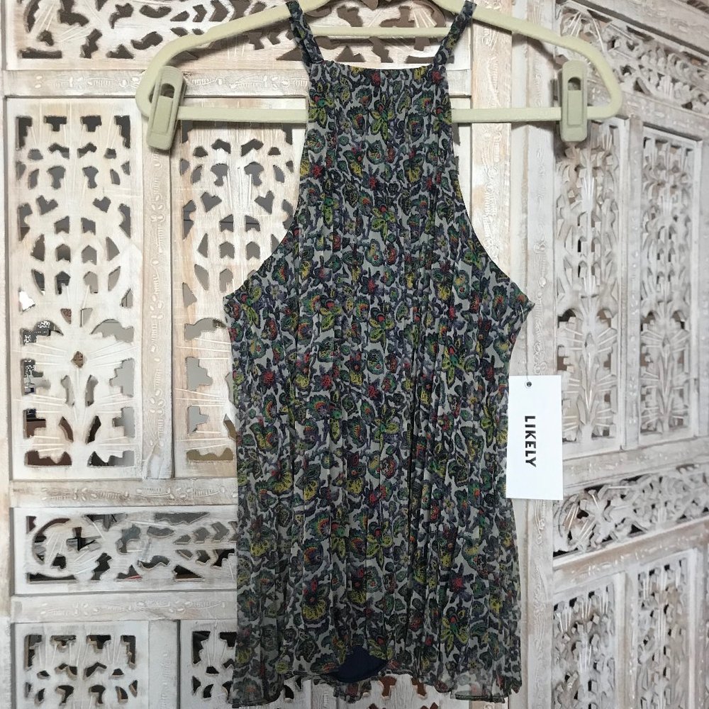 NWT Likely Floral Pleated Chiffon High-Neck Tank 2